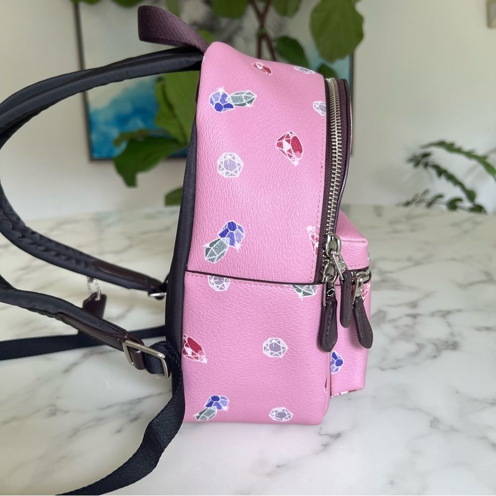 NWOT Disney X Coach Mini Charlie Backpack w/ Snow White Tulip Multi Gems F72817 - Picture 6 of 15